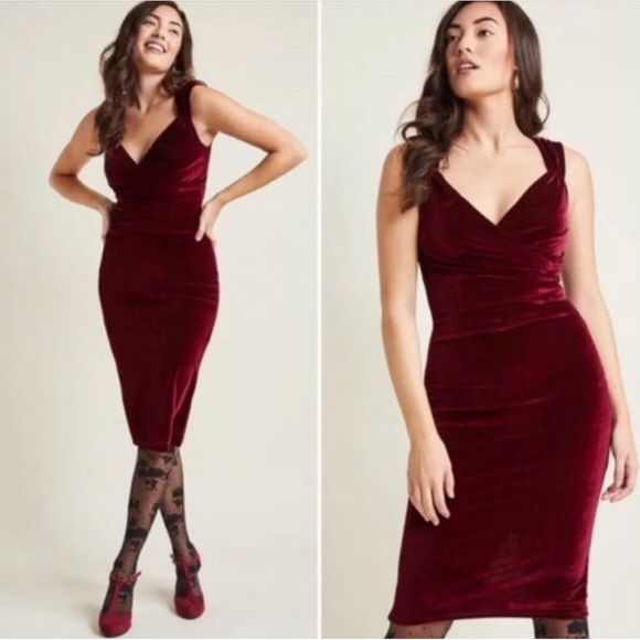 ROCK STEADY Lady Love Merlot Velvet Dress - Picture 1 of 16
